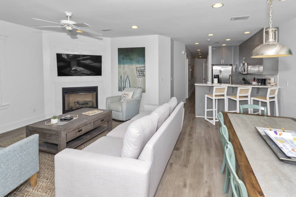 The kitchen, living room, and dining room are all open to each other, making this the perfect layout for entertaining!