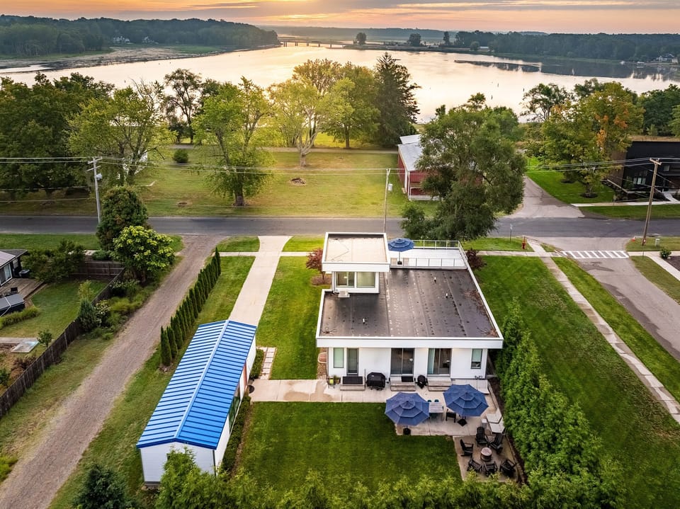 Aerial view of Douglas Modern Villa - one block from Kalamazoo Lake