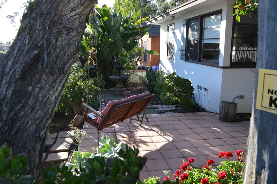 Swing or sit at the table to relax or dine