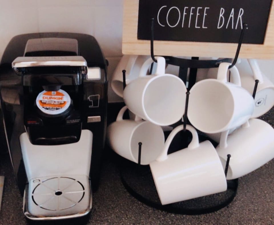 includes Keurig coffee, teas & chocolate. Drip coffee machine also available.