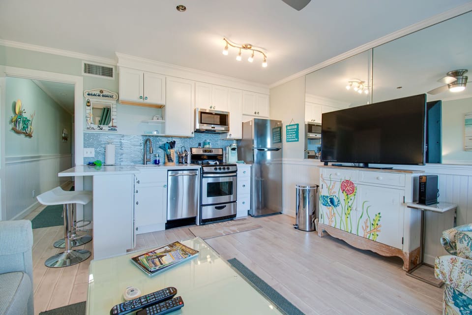 Updated kitchen and living room