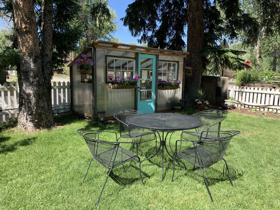 yard with greenhouse 