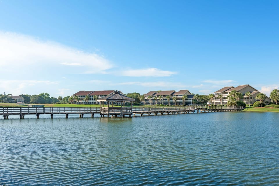 Beautiful lake walking bridge