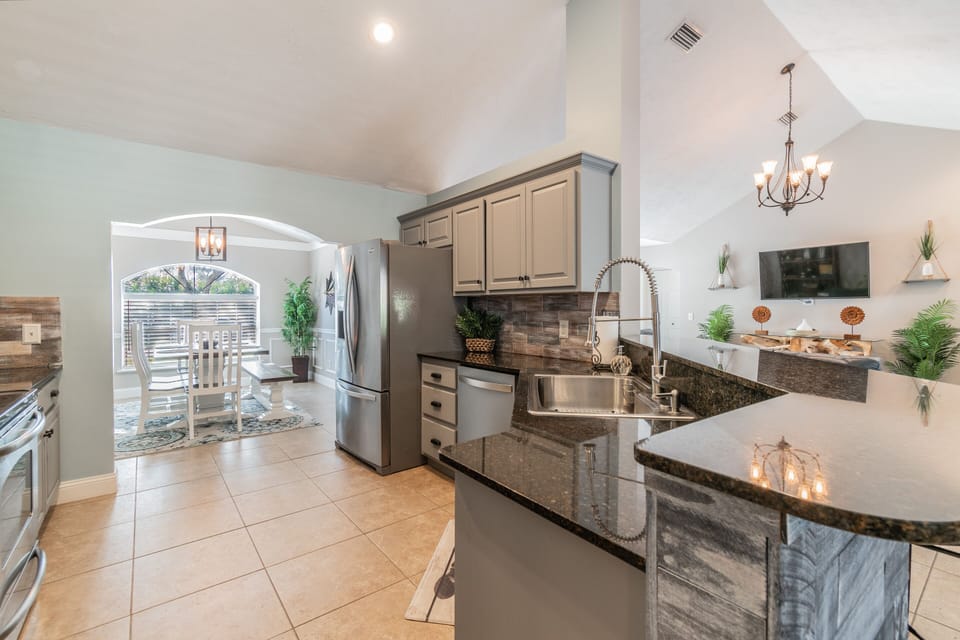 Ample space in the kitchen that provides all of the necessities of home.