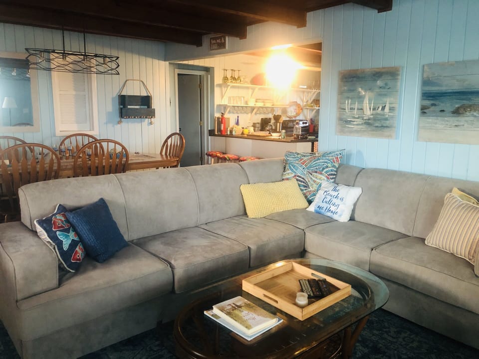 Sleeper sofa in the living room with a view of the ocean!