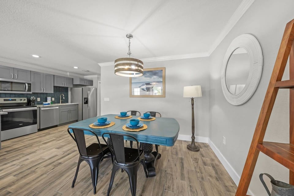 Sit down at the dining table for a home cooked meal