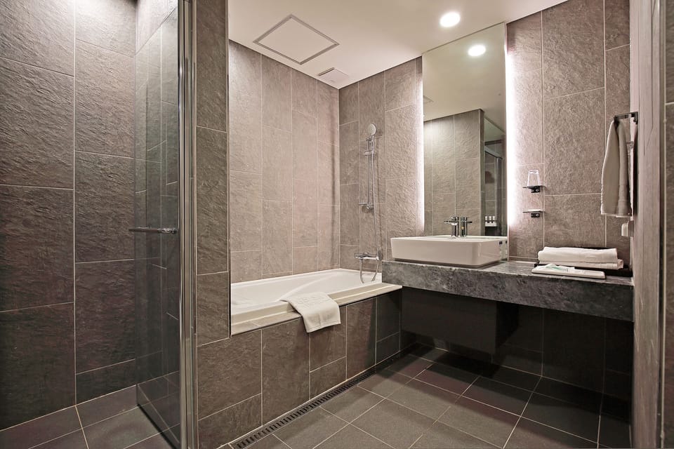 Hair dryer, bathrobes, slippers, bidet