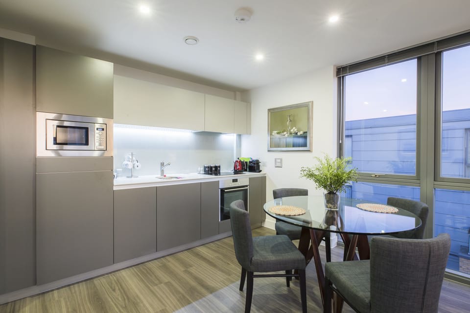 Apartment (1 Bedroom) | Private kitchen | Fridge, microwave, oven, stovetop