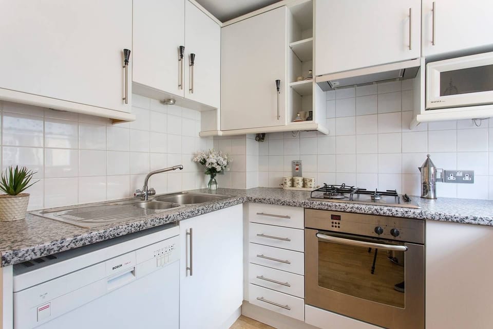 Fridge, microwave, oven, electric kettle