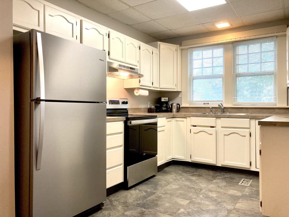 Stainless steel appliances in kitchen