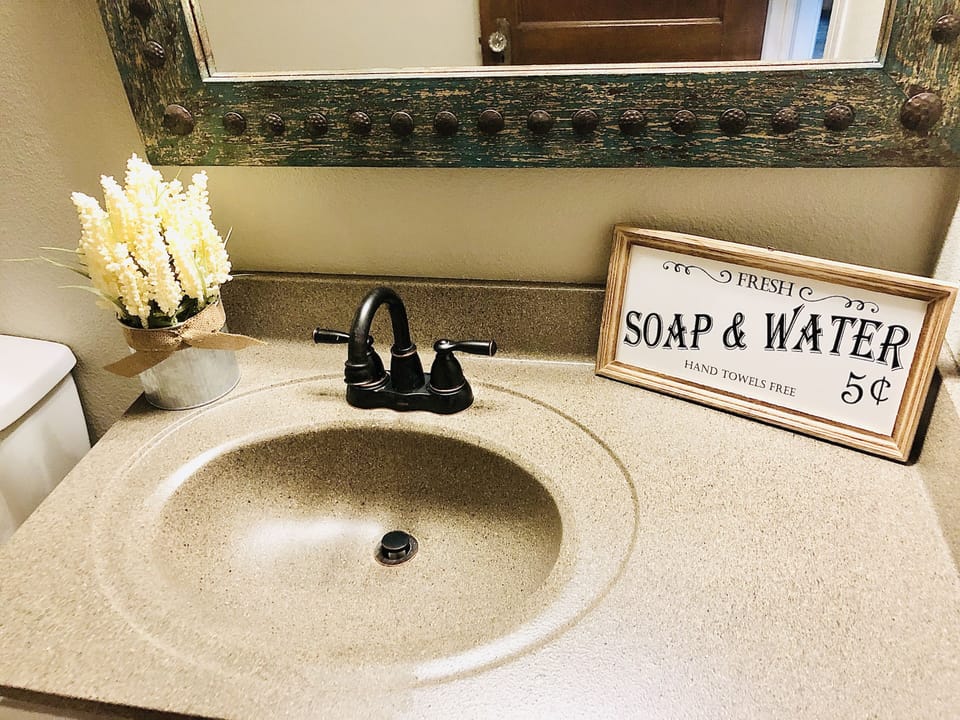 Downstairs bath with shower and tub 