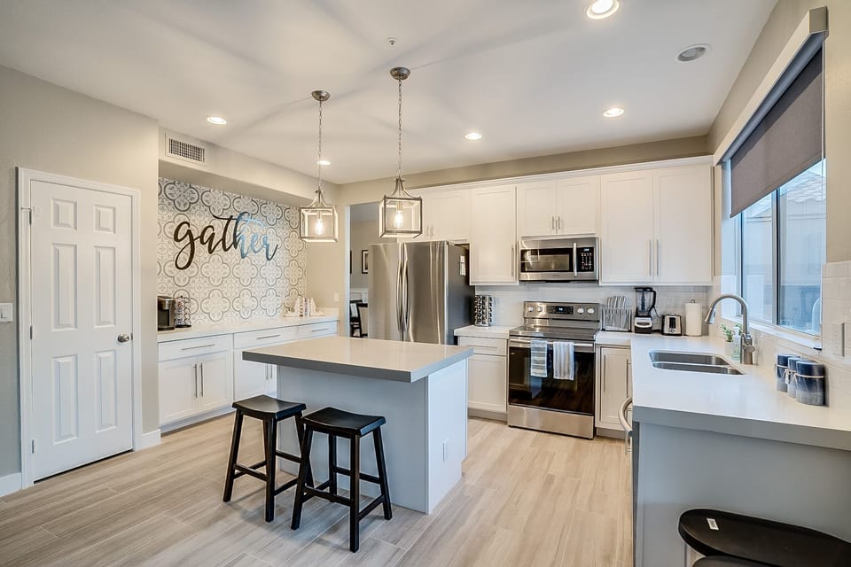 Bright and airy fully stocked kitchen