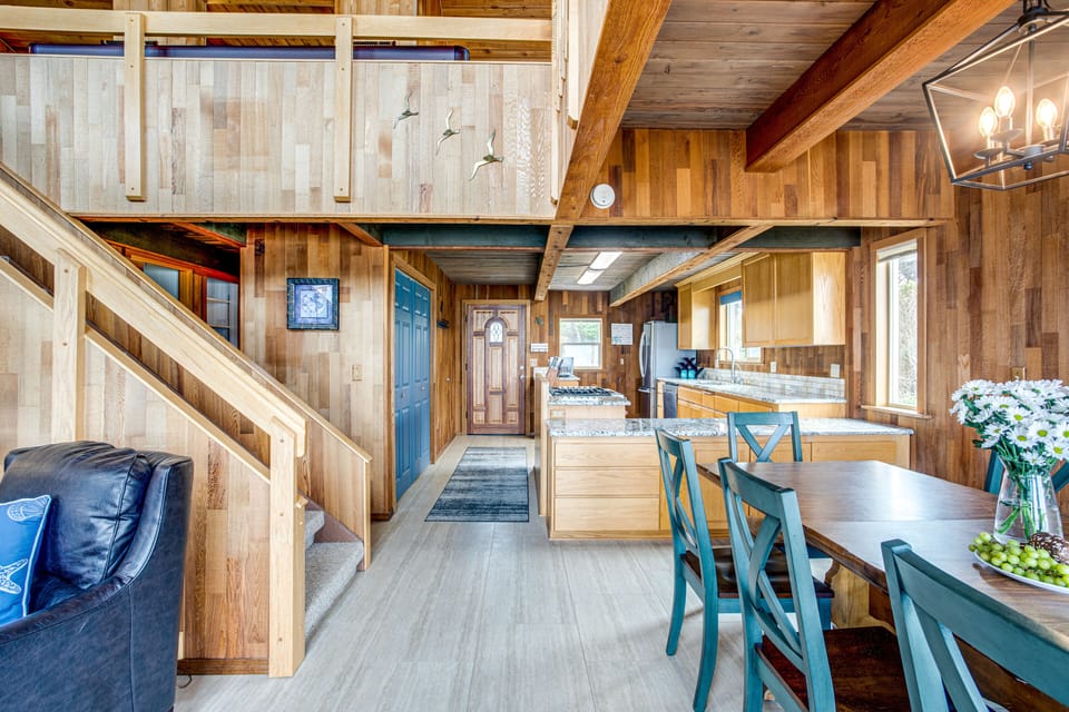 An open concept and lots of windows make the home warm and inviting.