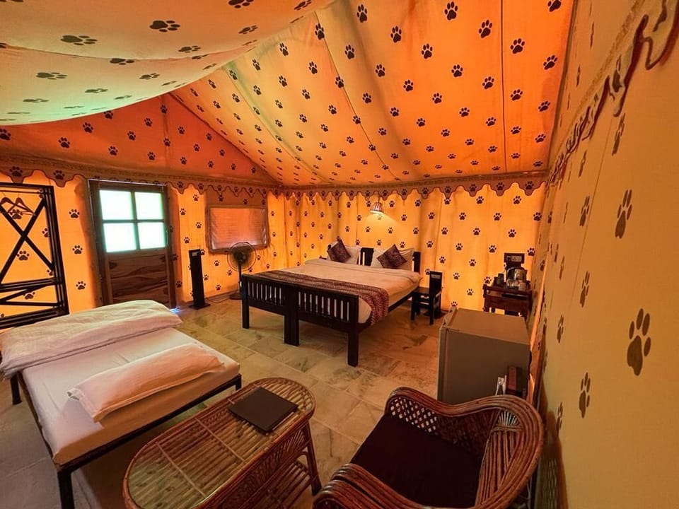 Luxury AC Tent | Premium bedding, Select Comfort beds, minibar, desk