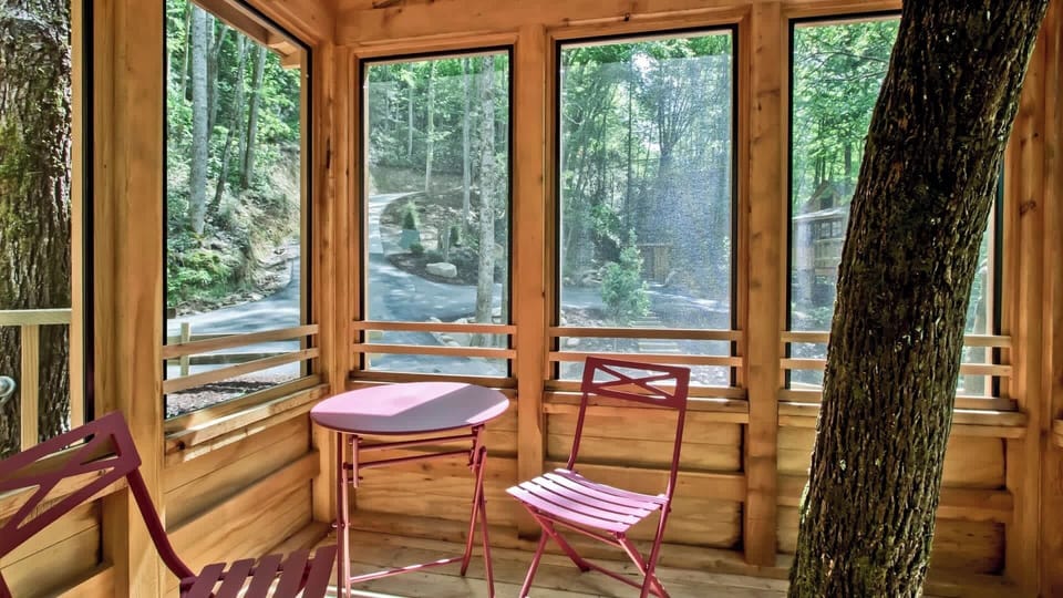 Covered, screened-in porch