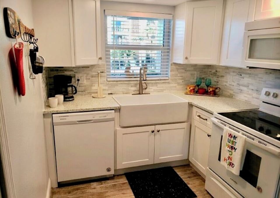 Recently remodeled kitchen is well stocked
