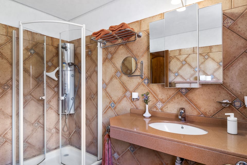 Apartment, Terrace, Ground Floor | Bathroom | Shower, hair dryer, bidet, towels