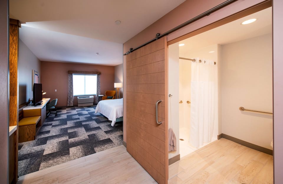 Room, 1 King Bed, Accessible (Roll-In Shower) | Bathroom shower