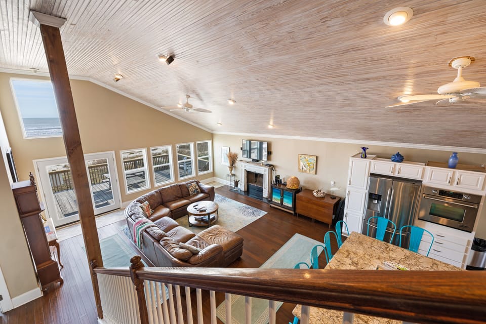 High ceilings reach to 2nd level.