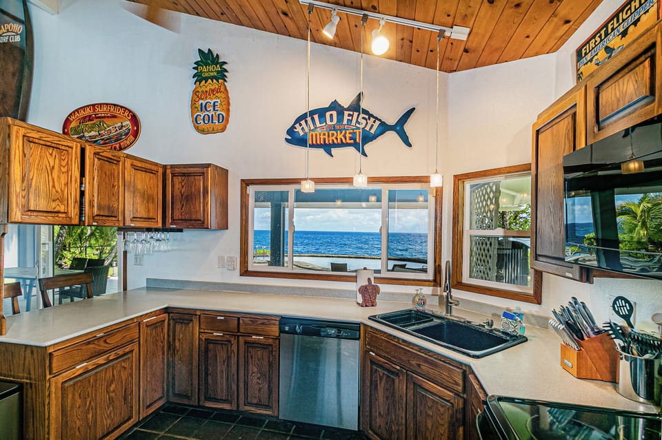 Kitchen with dishwasher and ocean view!