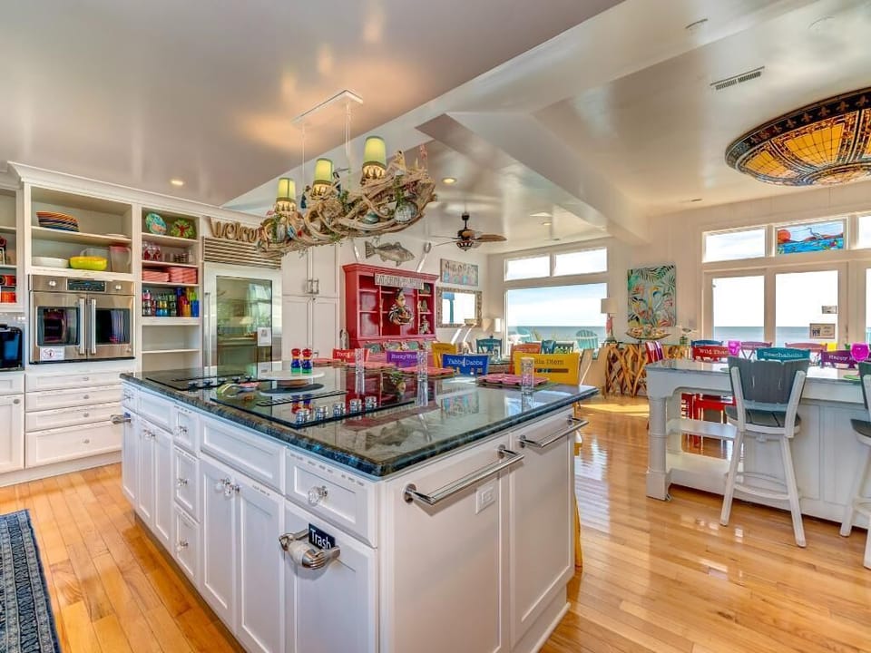 Kitchen island with ocean views