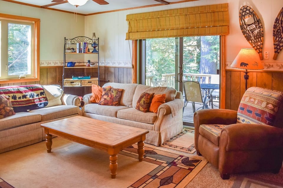 Living Room with Wood-Burning Fireplace