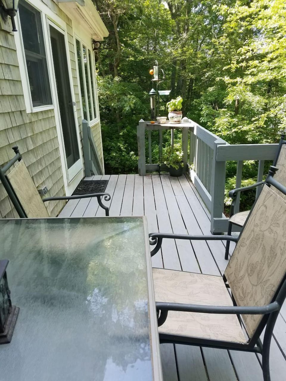 Outdoor eating area is spacious, and comfortable. 