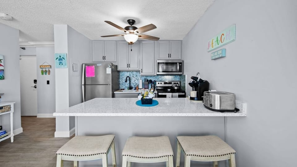 You have a fully stocked kitchen available for all your cooking needs.