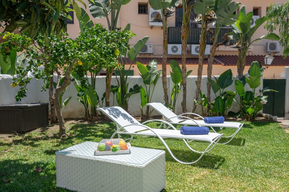 Lovely private garden with sunloungers