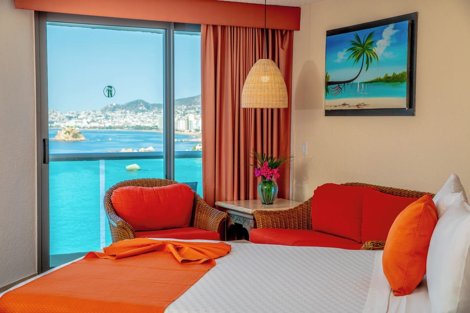 Junior Double Room, 2 Double Beds, Ocean View | In-room safe, desk, laptop workspace, blackout drapes