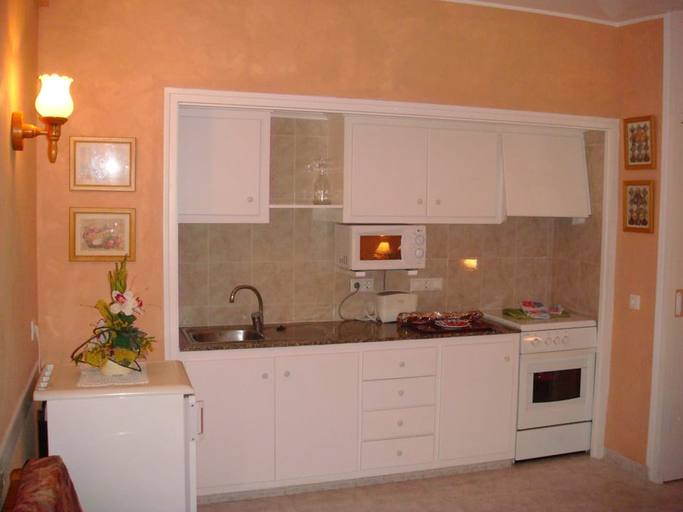 Standard Apartment, Balcony, Sea View | Private kitchen | Fridge, microwave, oven, toaster