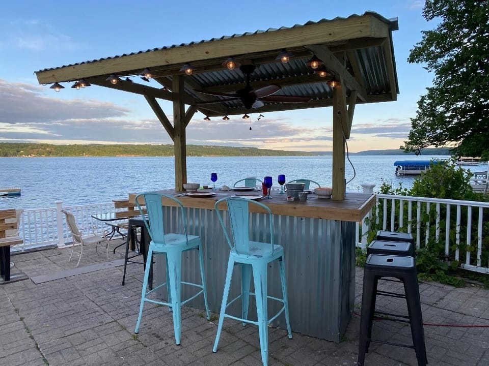 Tiki bar, with fire pit and seating for 20