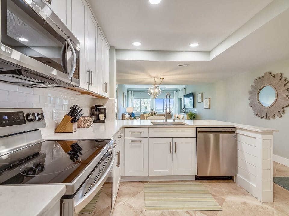 Kitchen with Ocean Views at 409 Captain's Walk