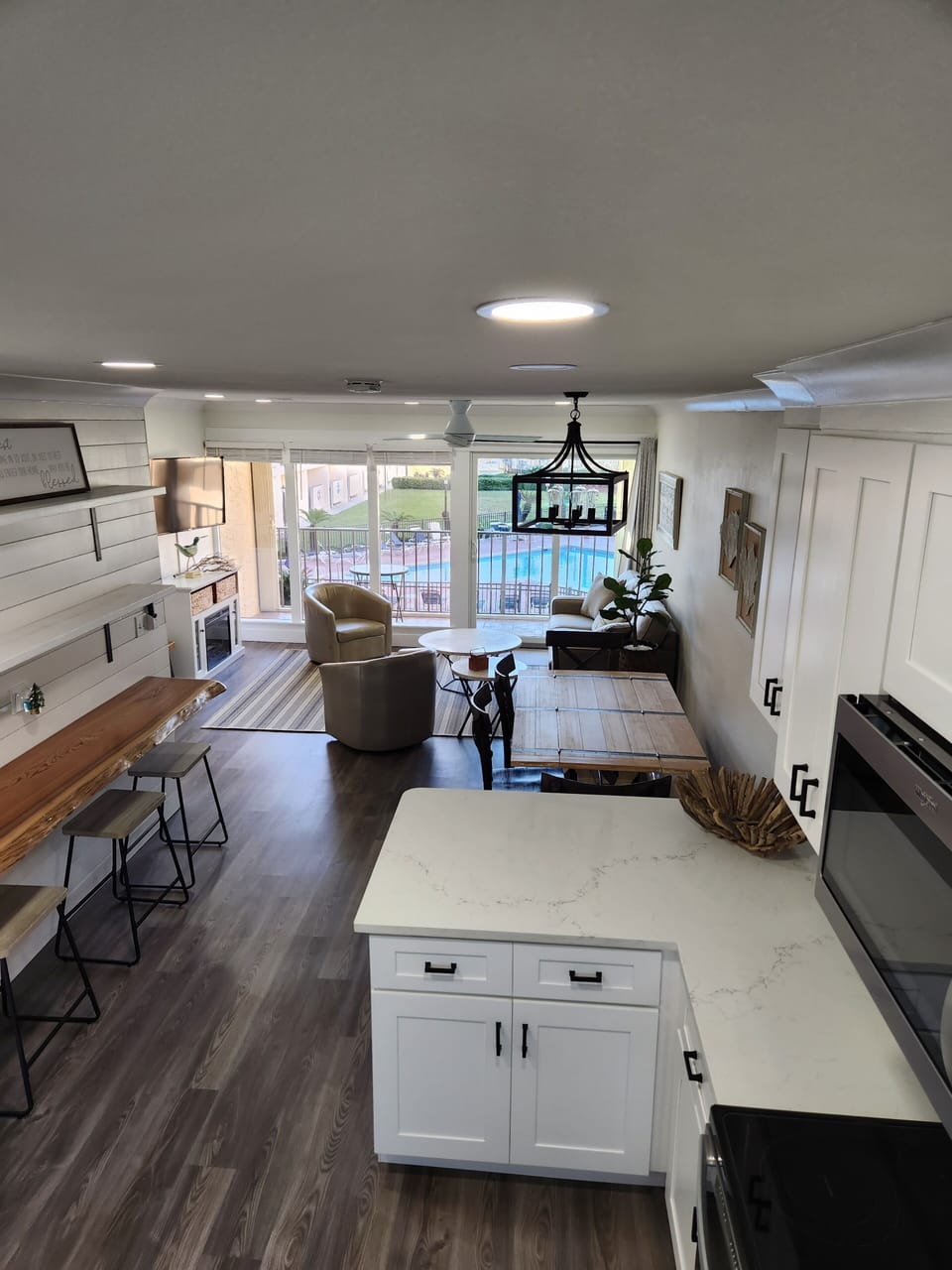 kitchen and living room space
