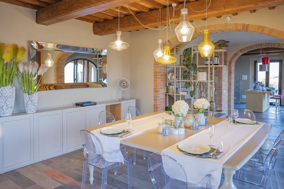 Table, Furniture, Property, Blue, Decoration, Interior Design, Lighting, Flowerpot, Chair, Building