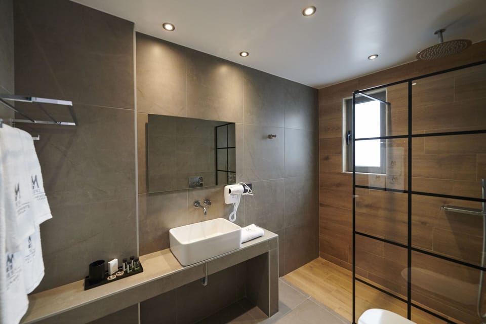 Shower, free toiletries, hair dryer, slippers