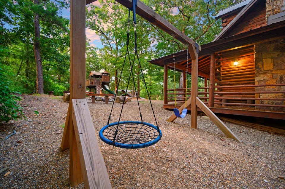 Let the kids swing and enjoy playing while you watch them from the covered porch