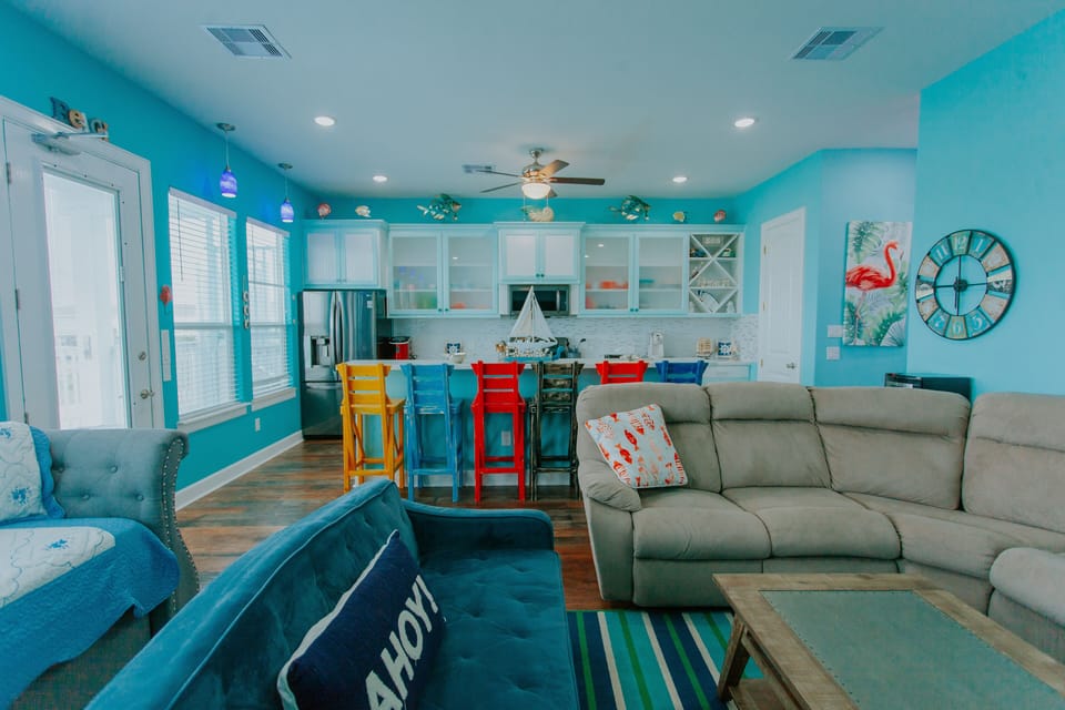 Kitchen complete with plenty of seating for everyone to gather around