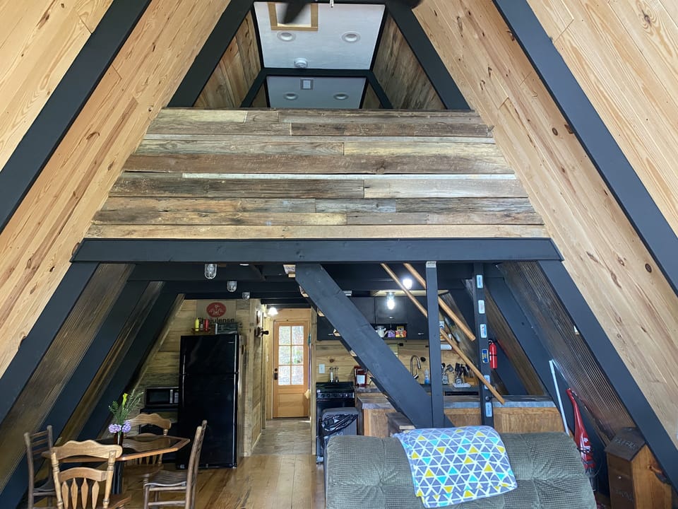 View of kitchen and loft area