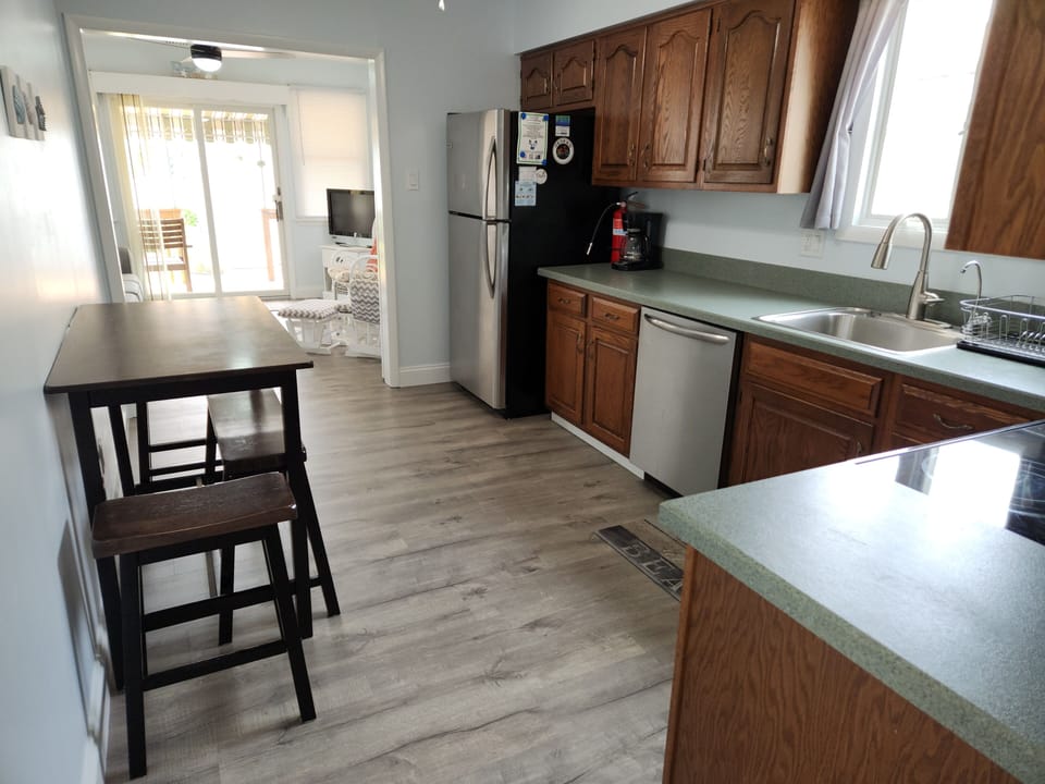 Kitchen with bistro table. 