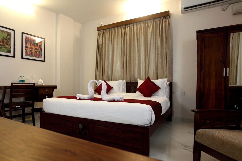 In-room safe, desk, laptop workspace, iron/ironing board