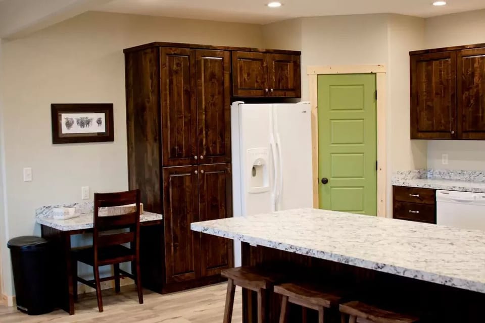kitchen with pantry and desk