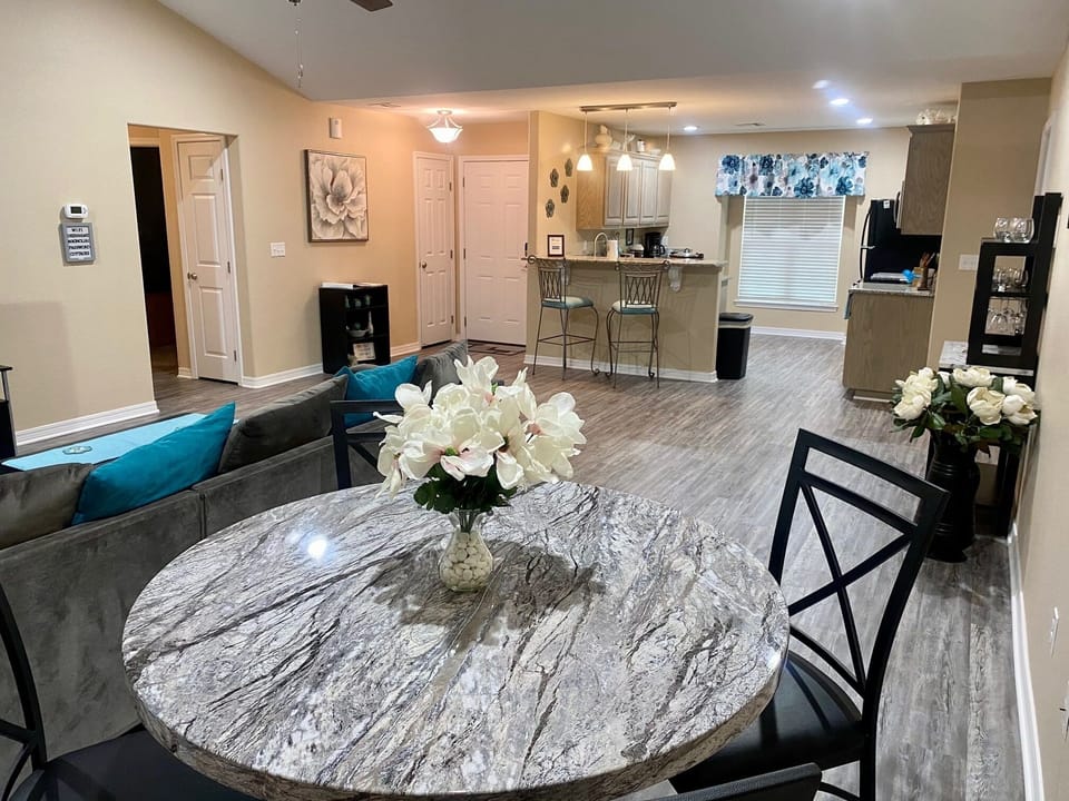 The dining area is great for playing a game  after dinner or enjoying Netflix!
