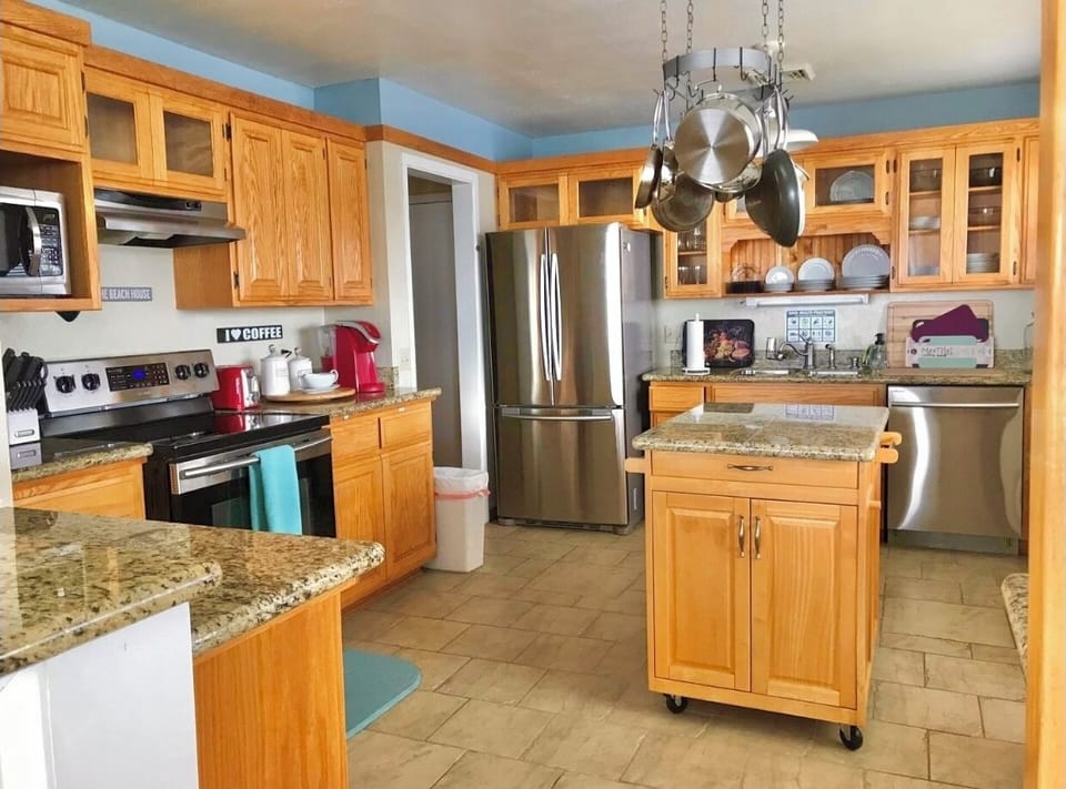 Kitchen stocked ready for home cooking or takeout.