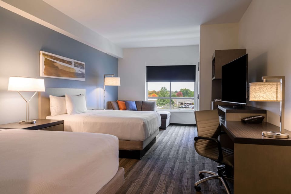 Room, 2 Queen Beds | Down comforters, in-room safe, desk, laptop workspace