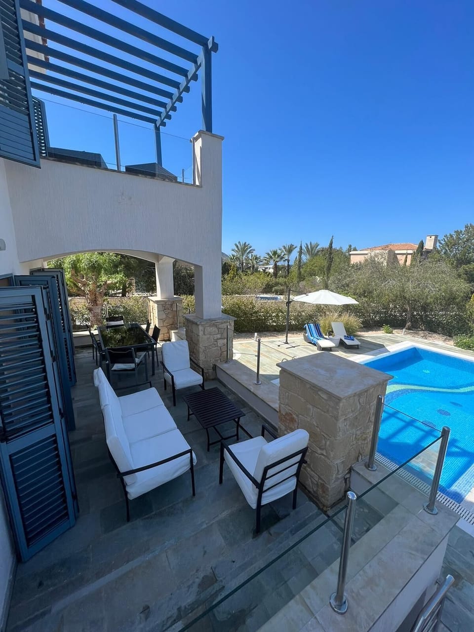 Verandas overlooking pool