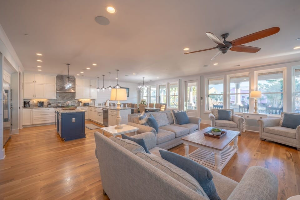 Open concept living and dining IOP Dream | 915 Ocean Blvd | Isle of Palms SC