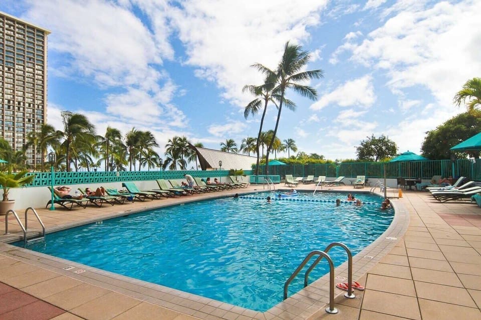 Sparkling swimming pool perfect for a refreshing dip