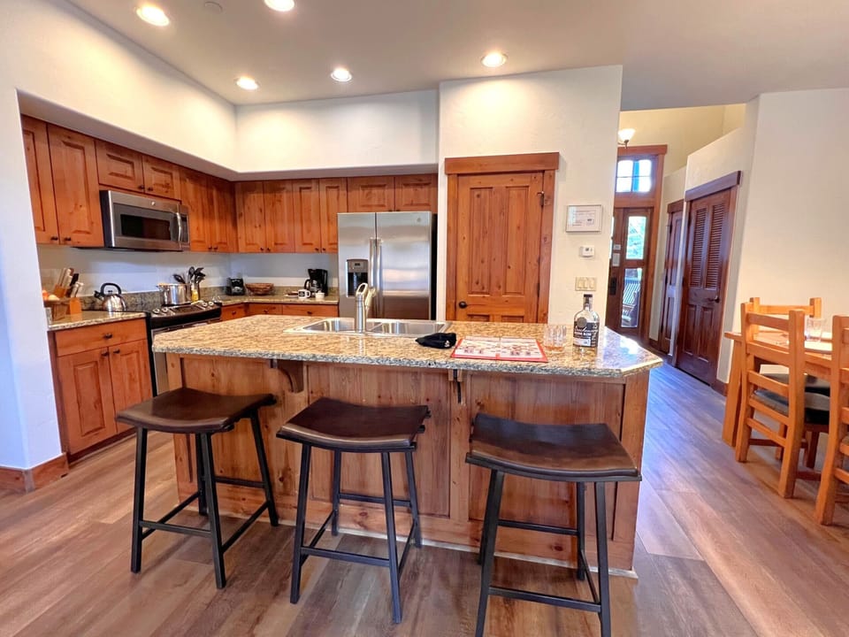 Sit and savor a cup of coffee of glass of wine while talking to the chef at the counter seating