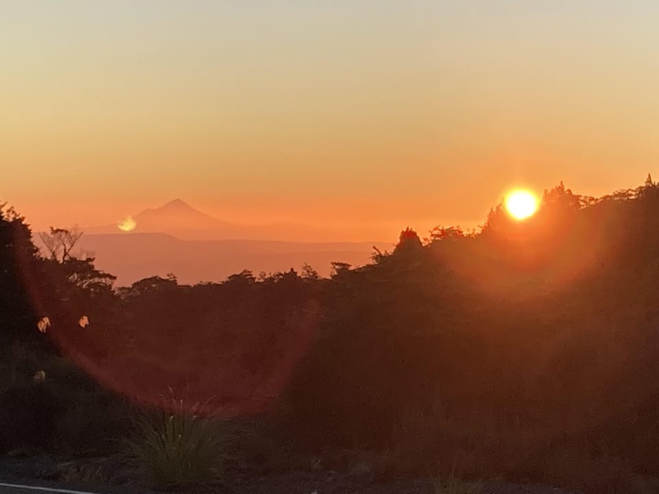 Mt Taranaki from Ruapehu at sunset
